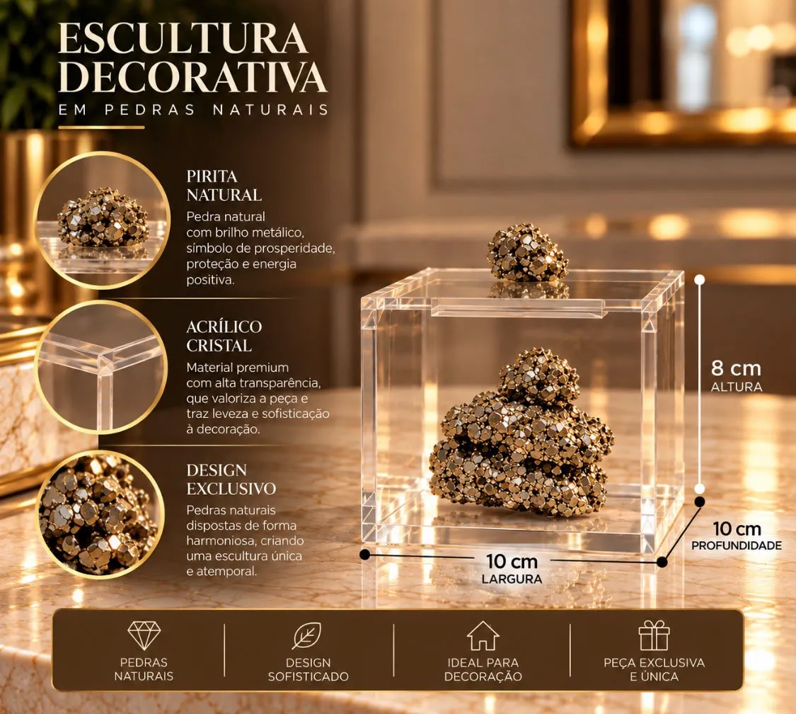Caixas Acrílicas com Pirita