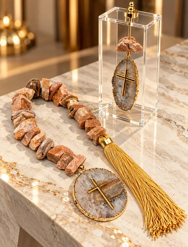 Colar de Mesa Fé Rosé