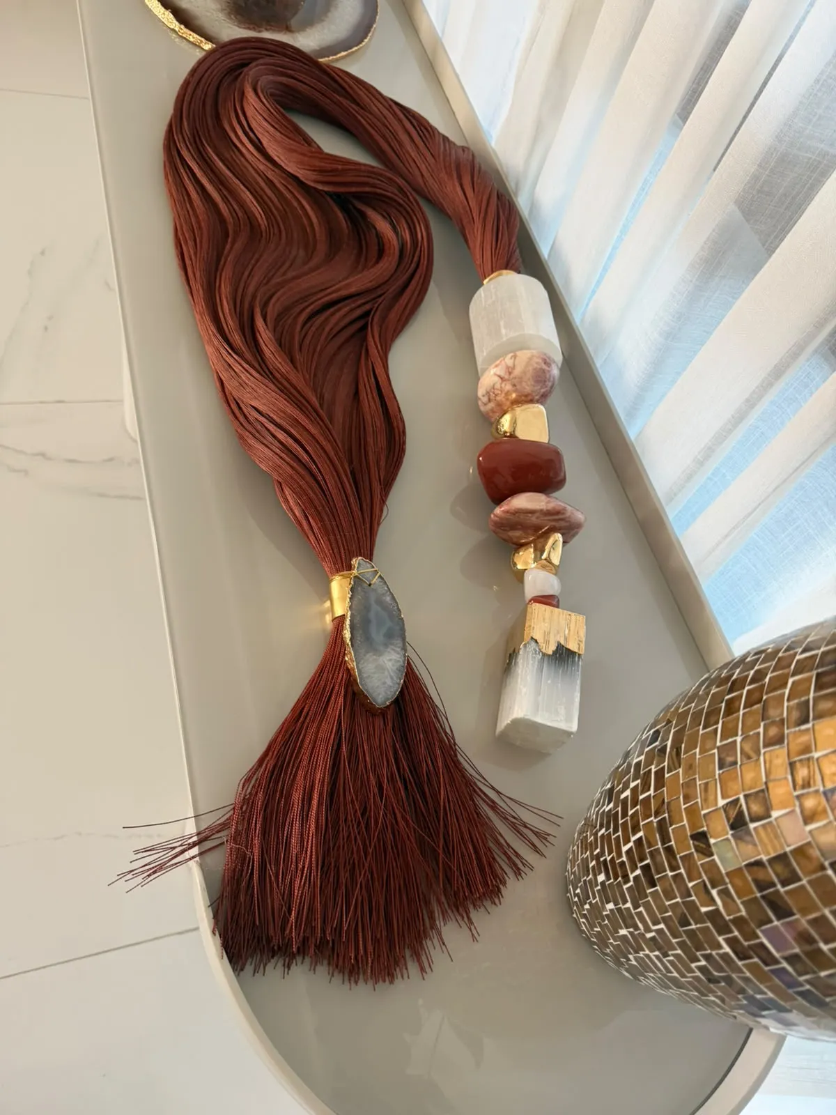 Colar de Mesa Ferrugem com Ágata